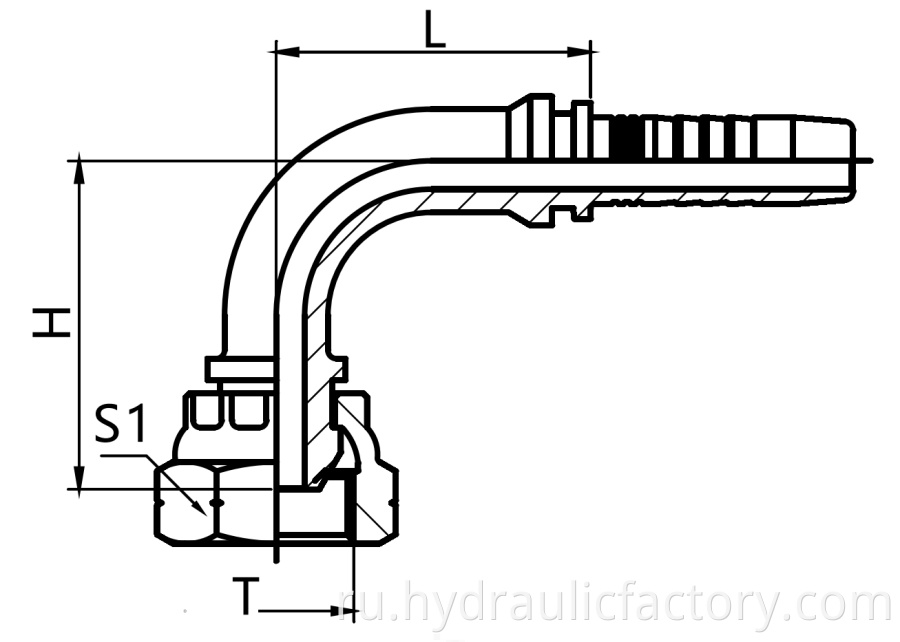 90 Degree Bsp Female 60 Degree Cone Fittings Drawing